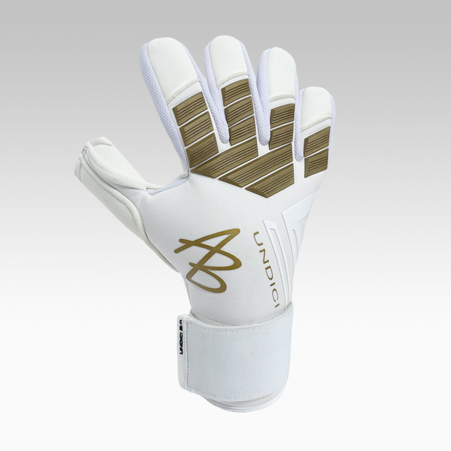 AB1 Undici 2.0.1 Bianco White Black Gold Goalkeeper Gloves